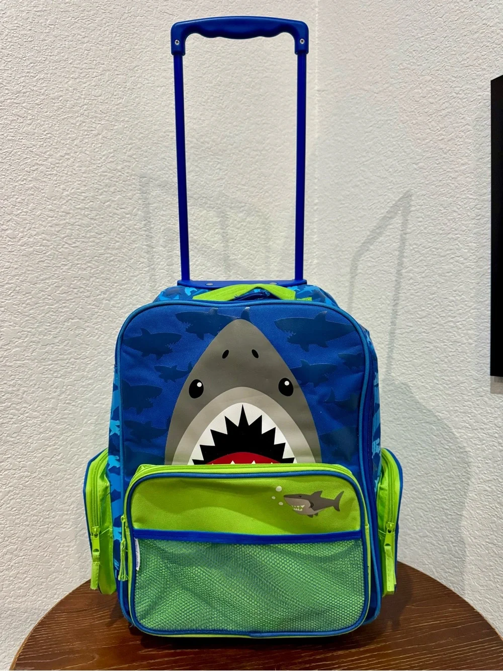 Kids Shark Rolling Backpack - Stephen Joseph - Blue & Lime Green